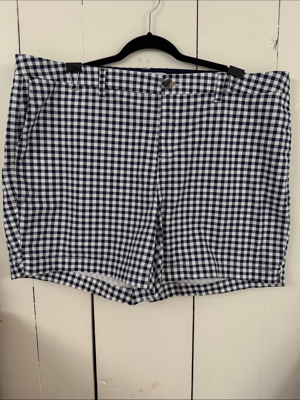 Womens Navy & White Gingham Shorts
